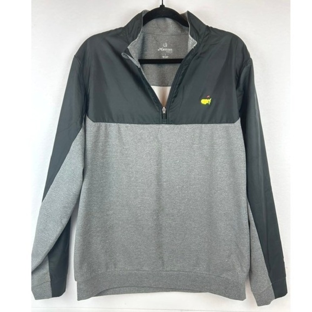 PGA Augusta Masters Tech Pullover Black Grey Colorblock Golf Quarter Zip Mens L